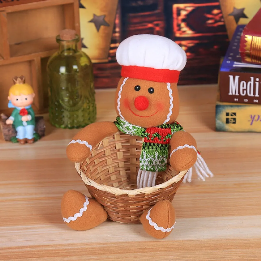 Christmas Candy Storage Box Decoration Bamboo Basket Bowl