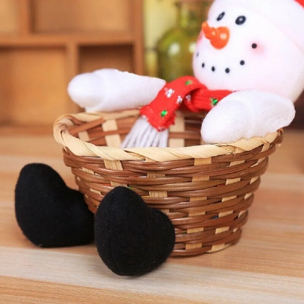 Christmas Candy Storage Box Decoration Bamboo Basket Bowl