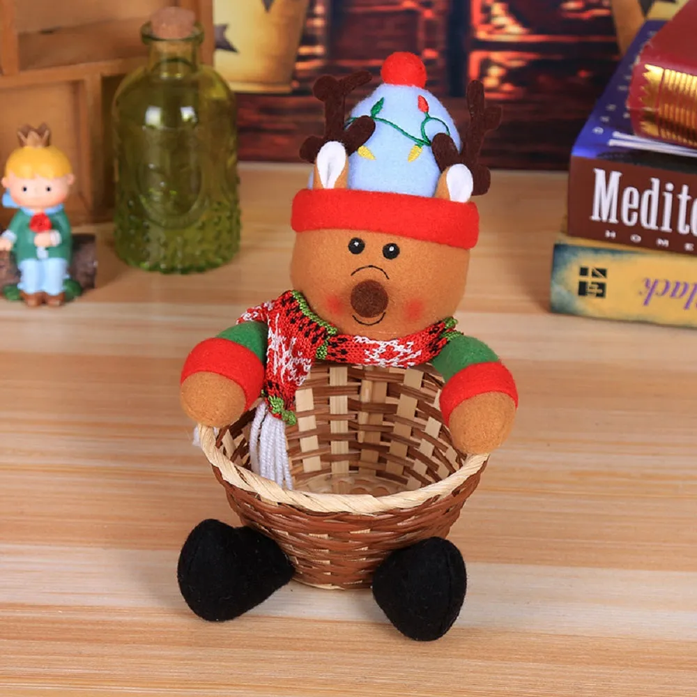 Christmas Candy Storage Box Decoration Bamboo Basket Bowl