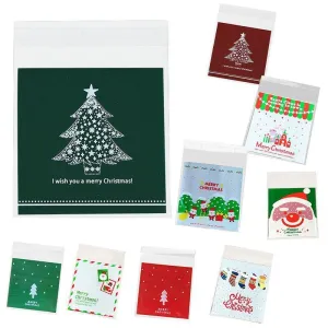 Christmas Cellophane Bags 100PCS 11Styles Plastic Clear