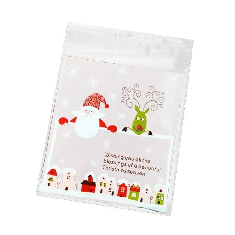 Christmas Cellophane Bags 100PCS 11Styles Plastic Clear