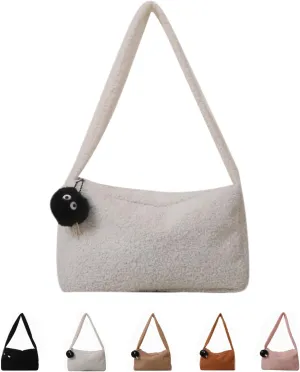 Chroma Plush Clutch Bag Wool Roll Handbag Small Square Bag Totes Cute Women Shoulder Bag