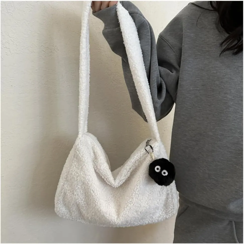 Chroma Plush Clutch Bag Wool Roll Handbag Small Square Bag Totes Cute Women Shoulder Bag
