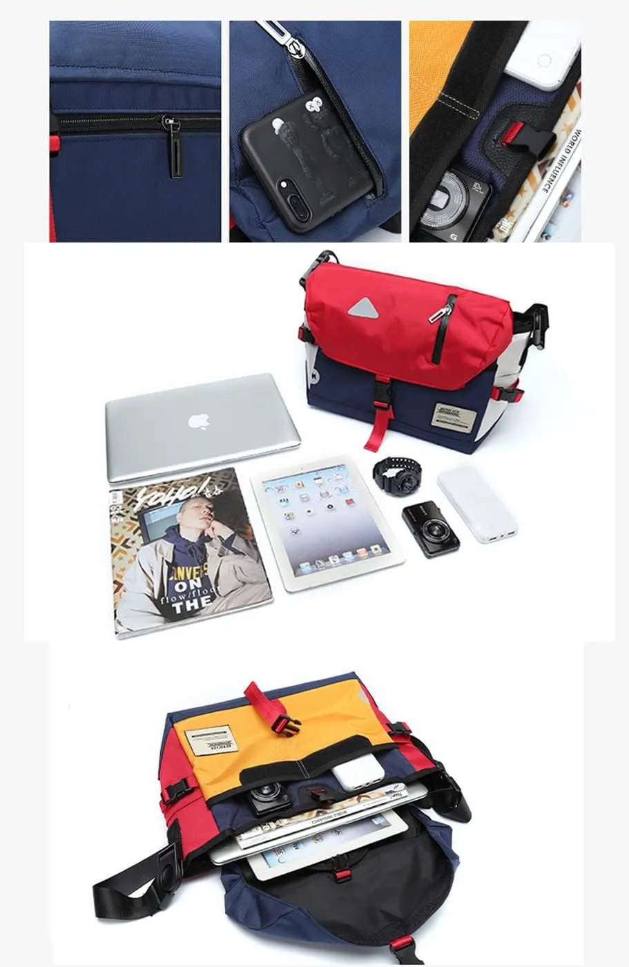Classic Messenger Bag-Durable,Water-Resistant Small Messenger Laptop Bag for Men Women Crossbody Bike Satchel Message