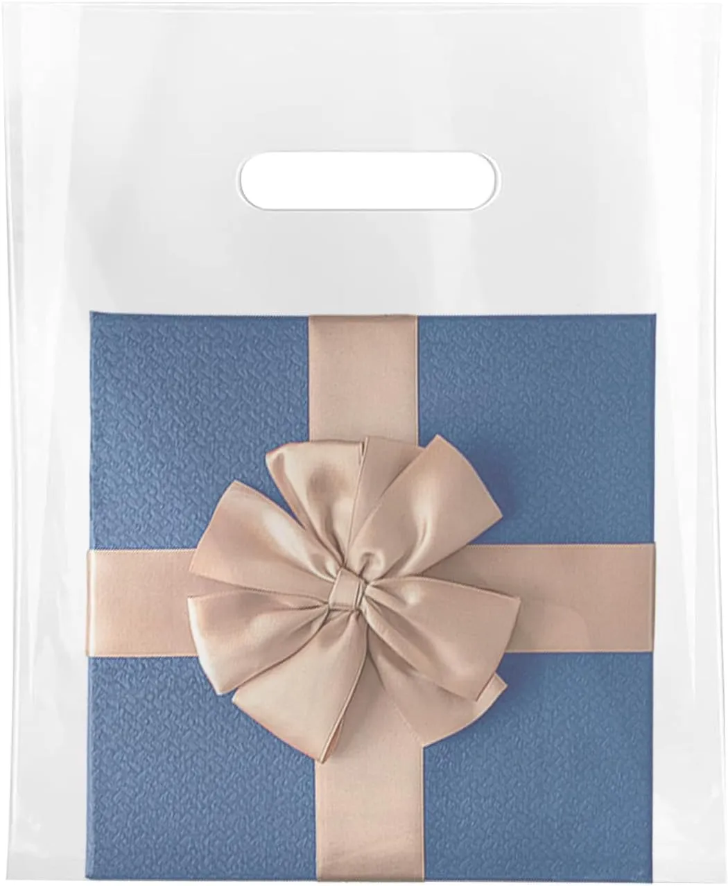 Clear Plastic bags with handle 100 Pack Clear Gift Bags for Small Business Shopping Merchandise Bags for Packaging Products Retail Boutique (Large(15x18))