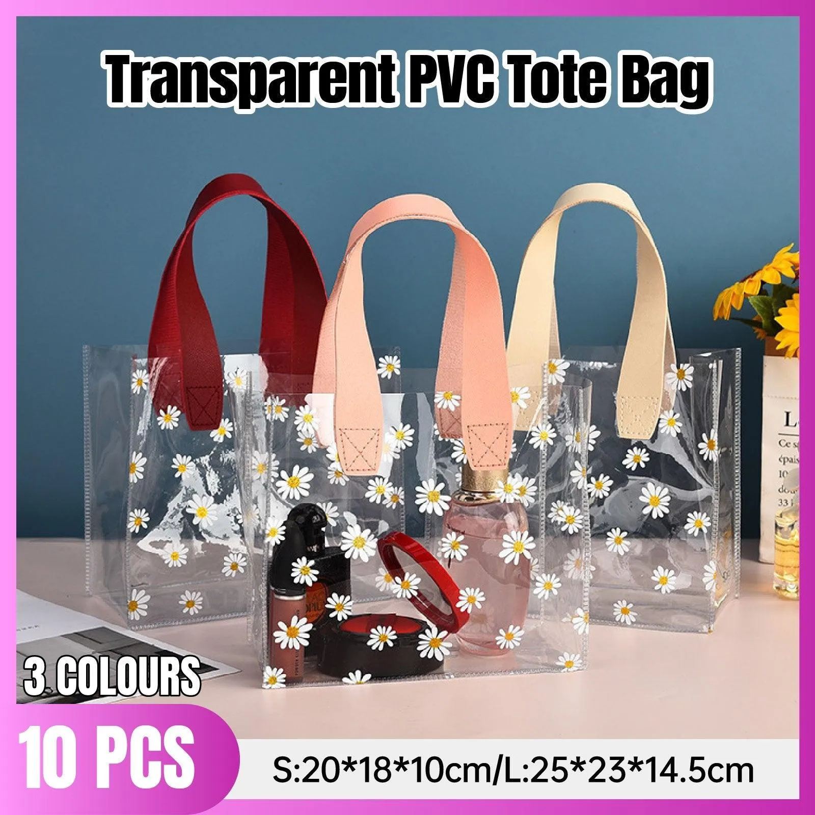 Clear PVC Tote Bags 10PCS