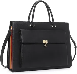 CLUCI Briefcase for Women Vegan Leather 15.6 Inch Laptop Bag Large Pocket Business Ladies Shoulder Bag