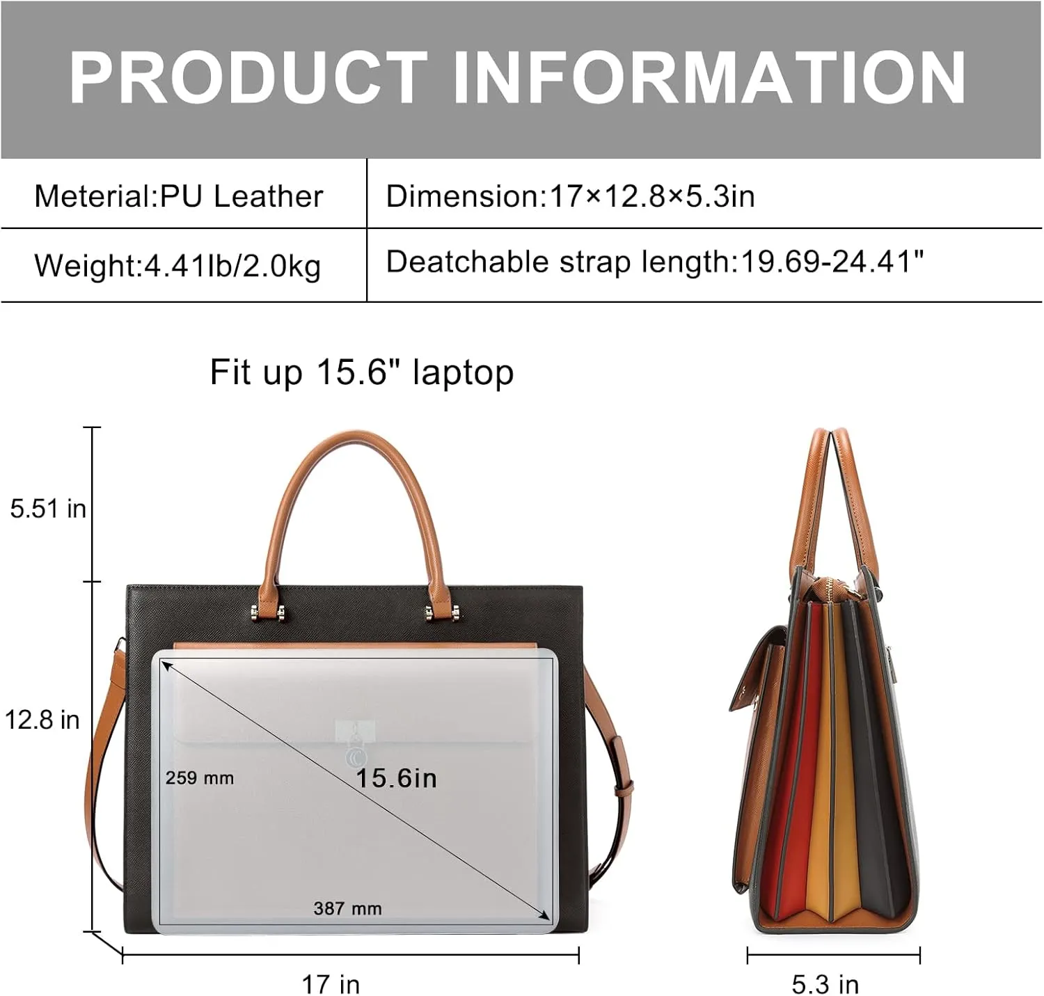 CLUCI Briefcase for Women Vegan Leather 15.6 Inch Laptop Bag Large Pocket Business Ladies Shoulder Bag