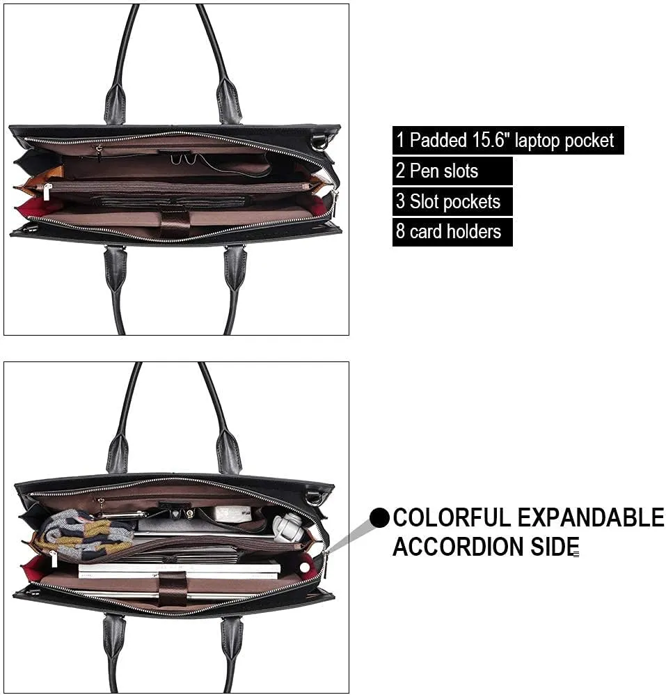 CLUCI Briefcase for Women Vegan Leather 15.6 Inch Laptop Bag Large Pocket Business Ladies Shoulder Bag