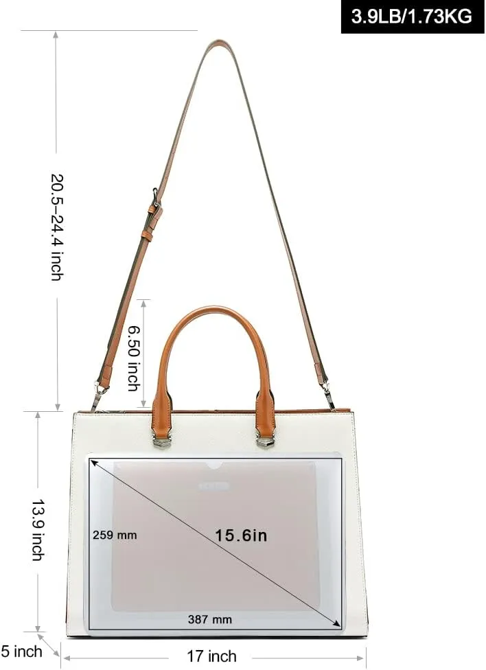 CLUCI Leather Briefcase for Women Laptop 15.6 Inch Professional Business Work Ladies Computer Handbag Shoulder Bag