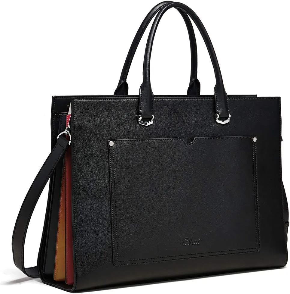 CLUCI Leather Briefcase for Women Laptop 15.6 Inch Professional Business Work Ladies Computer Handbag Shoulder Bag