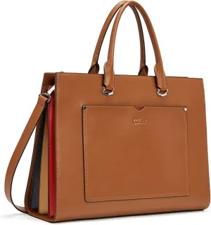 CLUCI Leather Briefcase for Women Laptop 15.6 Inch Professional Business Work Ladies Computer Handbag Shoulder Bag