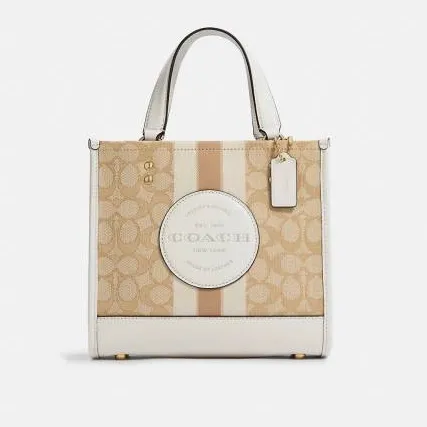 C.O.A.C.H Dempsey Tote 22 In Signature Jacquard With Stripe And Coach Patch for Crossbody/Shoulder Wear