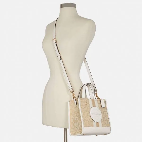 C.O.A.C.H Dempsey Tote 22 In Signature Jacquard With Stripe And Coach Patch for Crossbody/Shoulder Wear