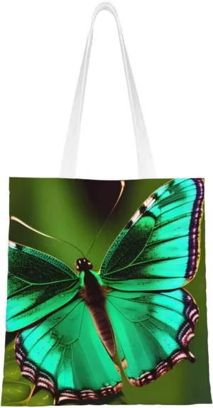 Colorful Butterfly Print Canvas Tote Bag Reusable Shoulder Shopping Bags For Daily Use Shopping Travel