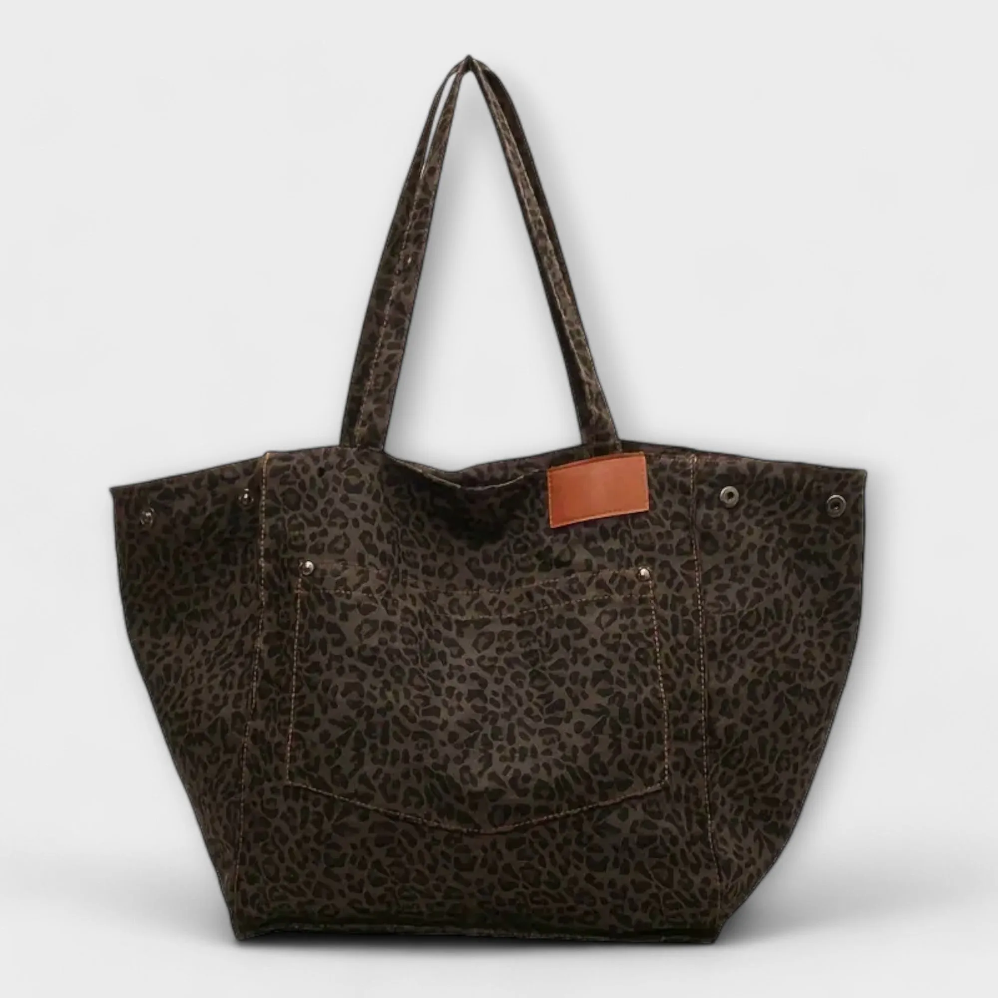 Corbinian - Elegant Leopard Print Canvas Shoulder Bag