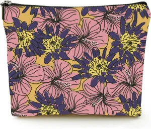 Cosmetic Bags for Women 9x7 Inch Flat Natural Linen Makeup Case with Zipper Pencil Case Portable Eco Bag for Environmentalist,Cute Panda