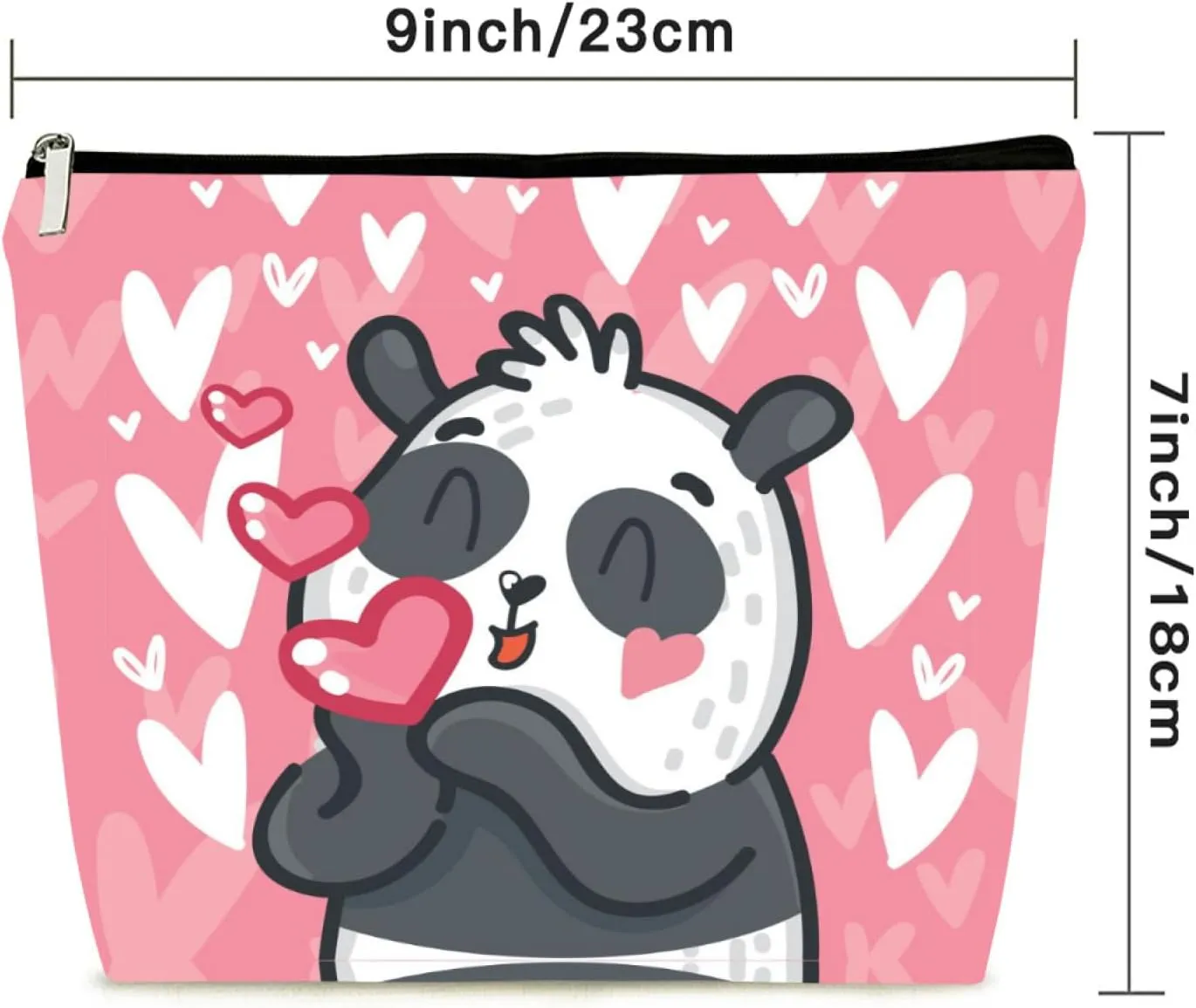 Cosmetic Bags for Women 9x7 Inch Flat Natural Linen Makeup Case with Zipper Pencil Case Portable Eco Bag for Environmentalist,Cute Panda