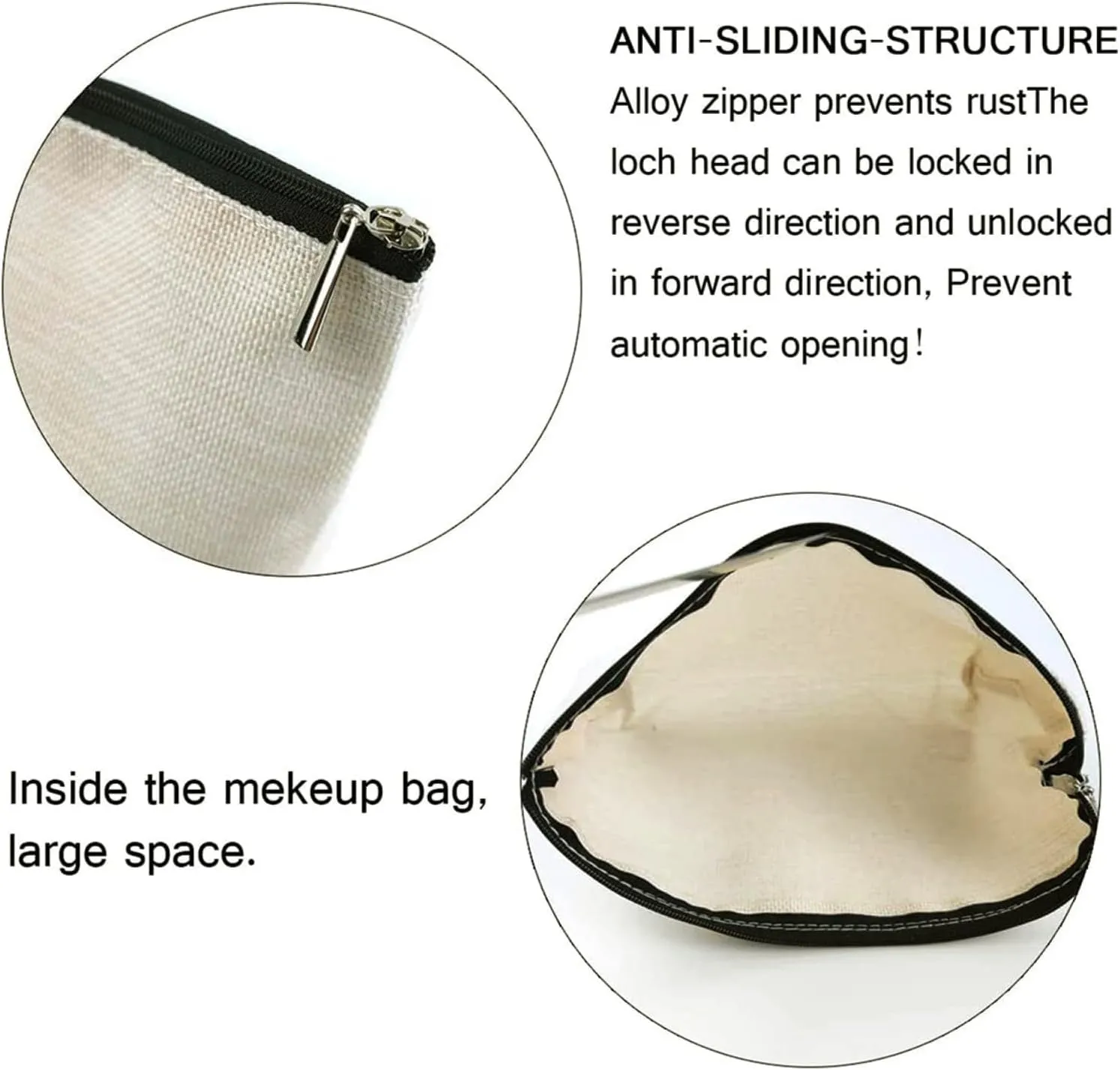 Cosmetic Bags for Women 9x7 Inch Flat Natural Linen Makeup Case with Zipper Pencil Case Portable Eco Bag for Environmentalist,Cute Panda