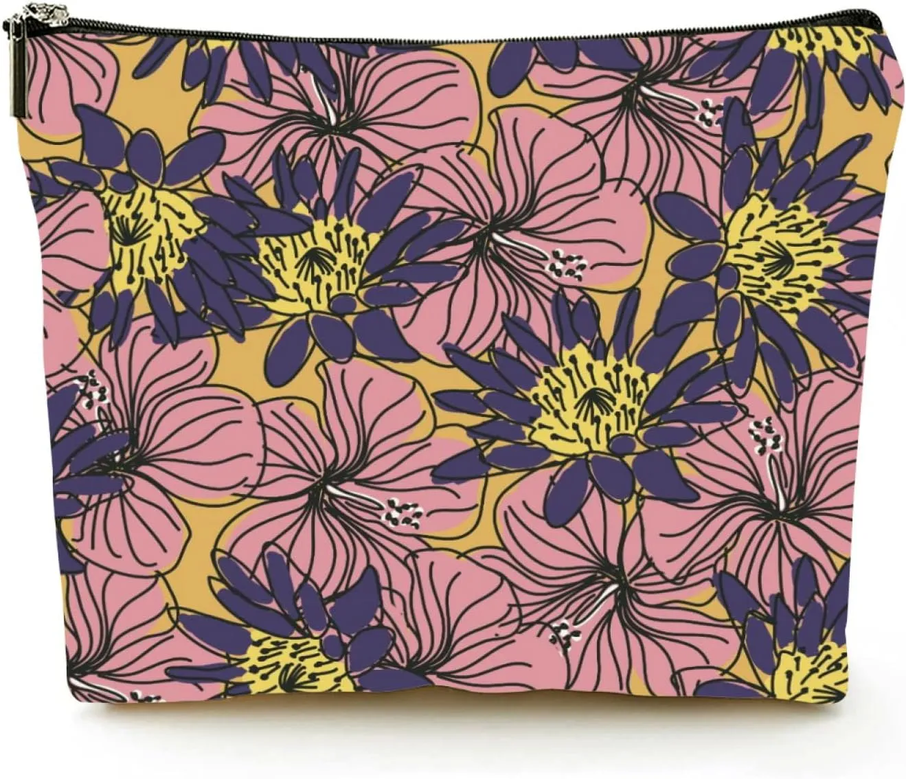 Cosmetic Bags for Women 9x7 Inch Flat Natural Linen Makeup Case with Zipper Pencil Case Portable Eco Bag for Environmentalist,Cute Panda