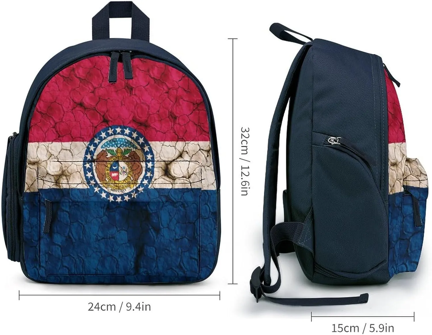 Cracked Soil Missouri Flag Mini Backpack Small Shoulders Luggage Daypack Business Weekender Bag for Men Women