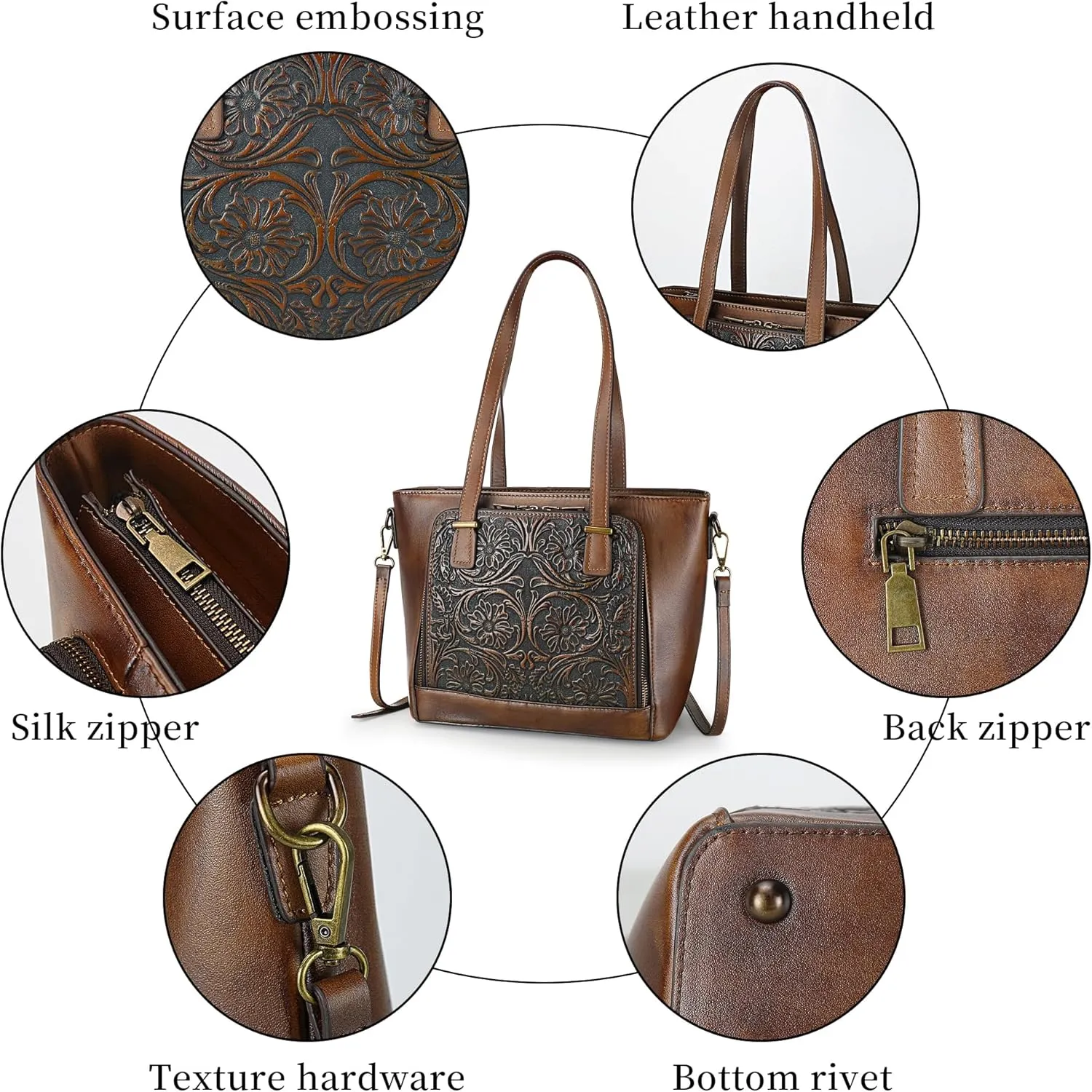 Crossbody Bag for Women Leather Shoulder Bag Top Handle Tote Purses Vintage Satchels Handbag Retro