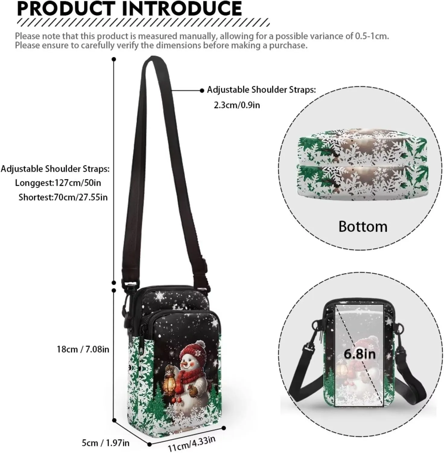 Crossbody Bags Messenger Bags Waist Bags Mini Shoulder Bags for Women and Men Removable Shoulder Strap Zipper Bags