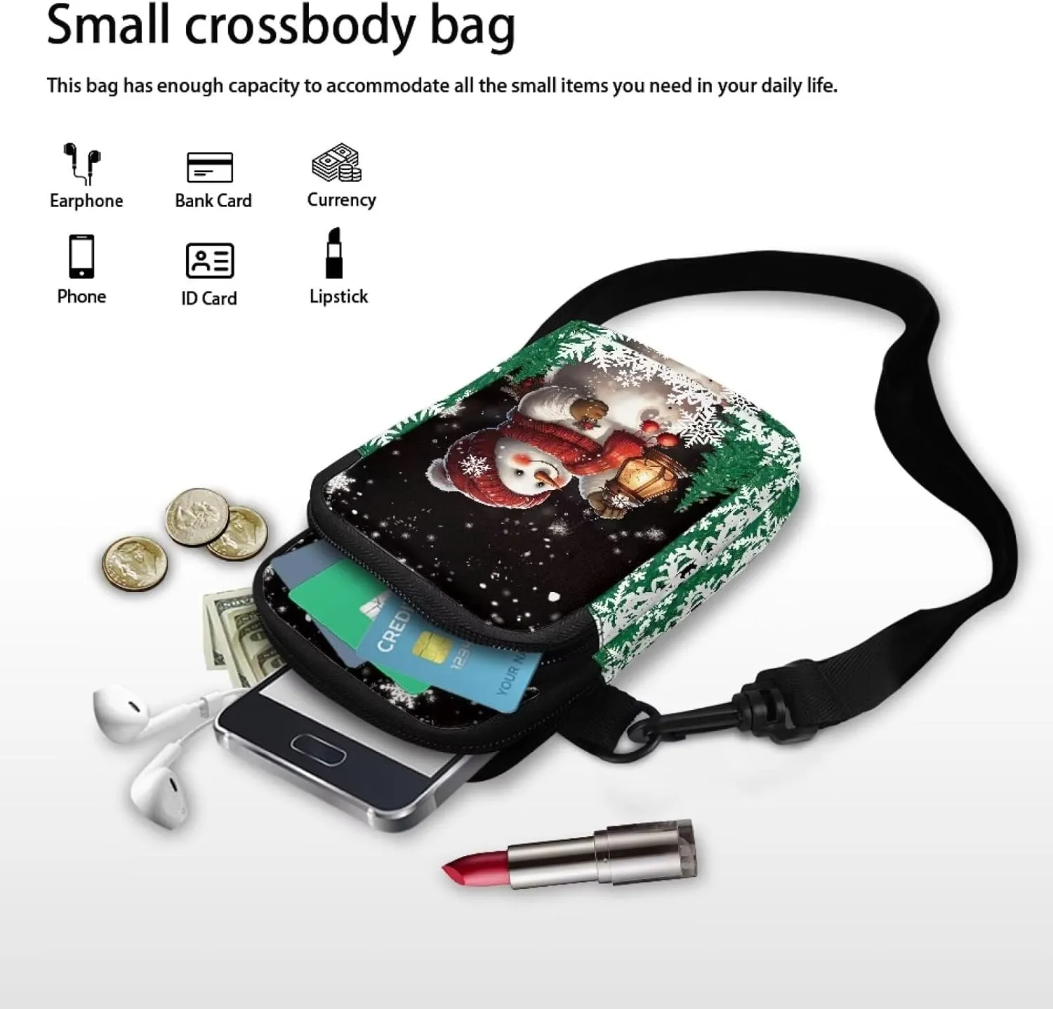 Crossbody Bags Messenger Bags Waist Bags Mini Shoulder Bags for Women and Men Removable Shoulder Strap Zipper Bags