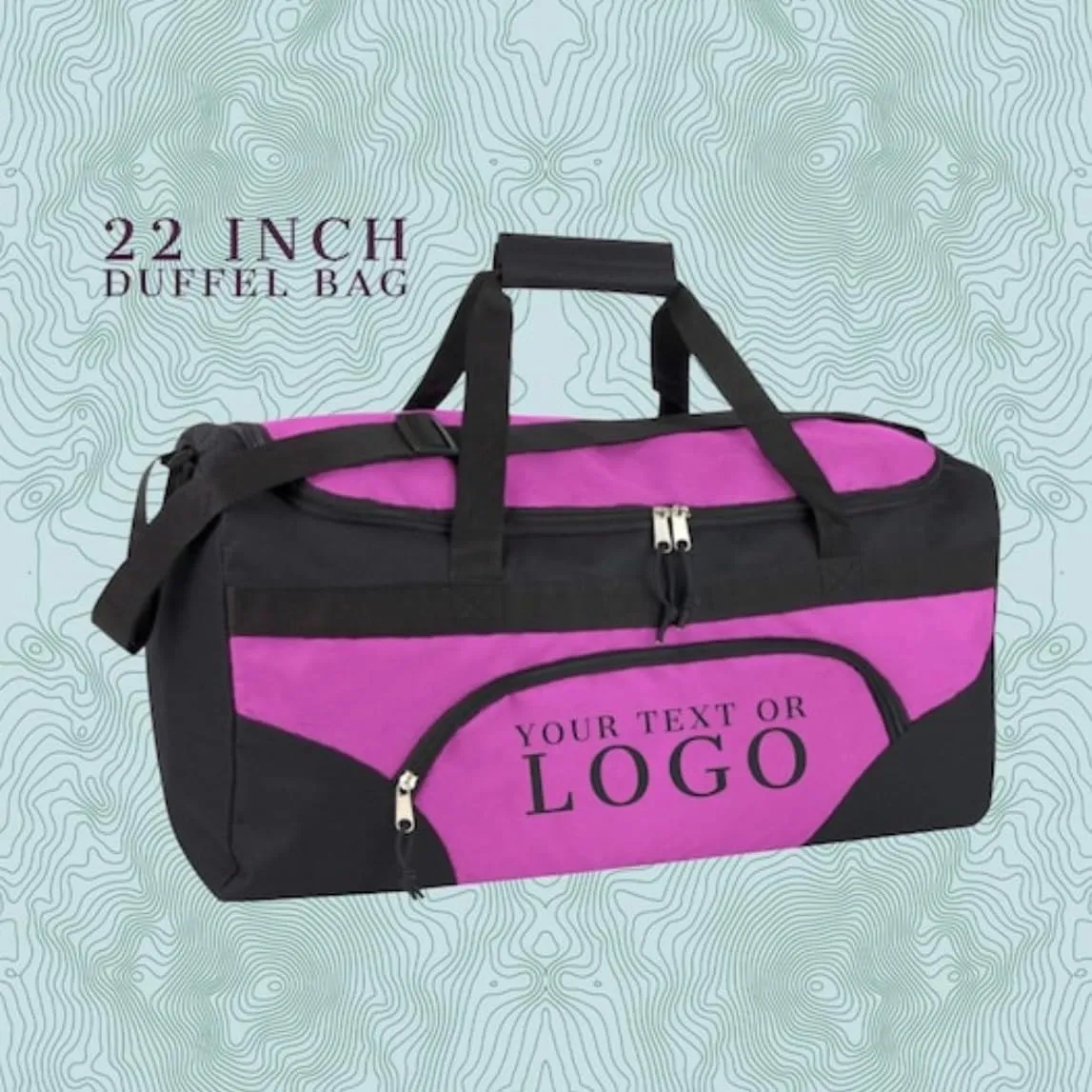 Custom 22 Inch Duffel Bag - Personalize with Text/Logo - Duffle Bag for Travel/Men - Large Duffel Bags - Ideal for Men, Travel (Pink)