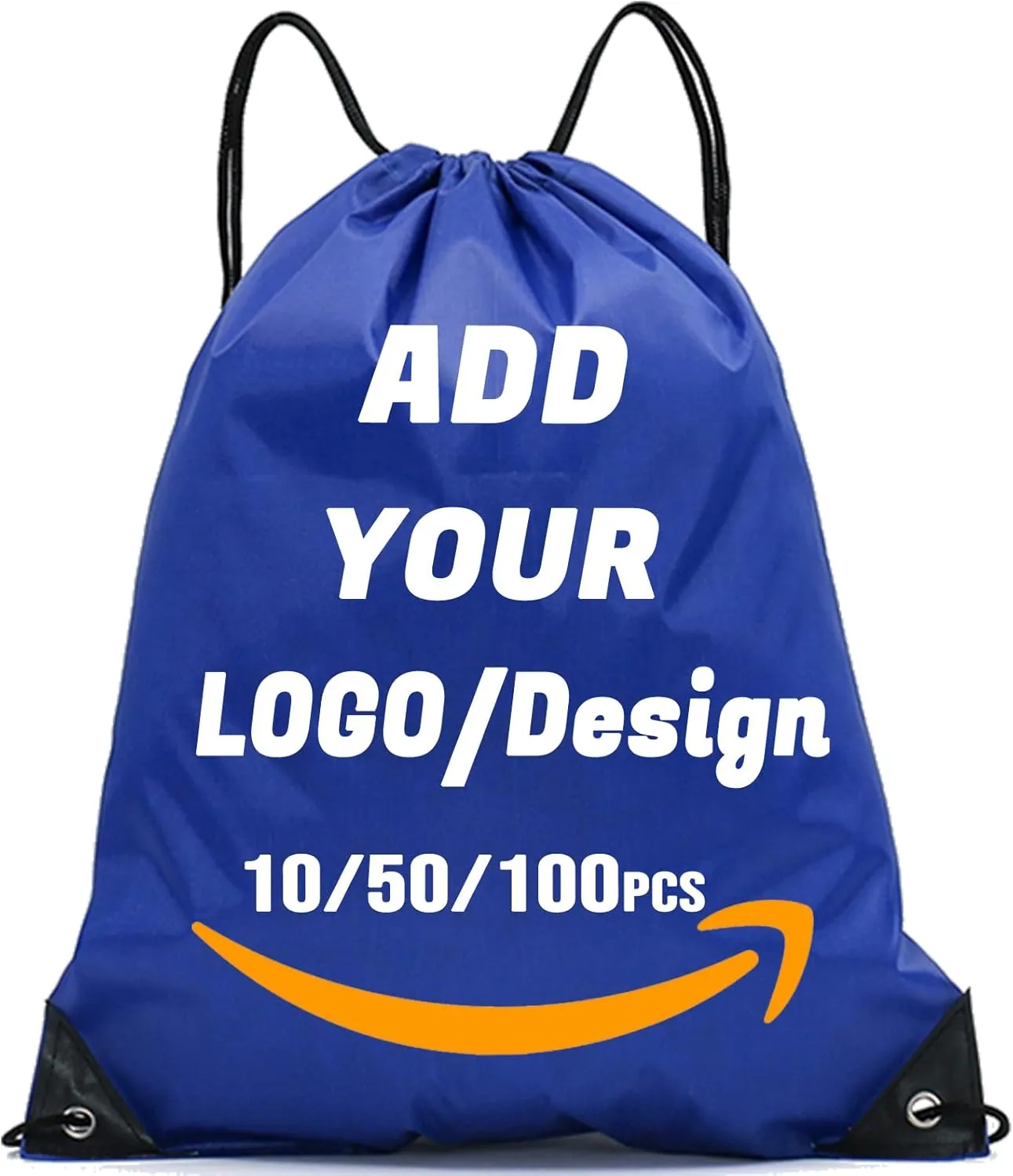 Custom Drawstring Backpack 10/50/100/200 Pcs Personalized Bulk Sport Draw String Bags with Logo, Text, Design, Customized Promotional Items Navy Blue