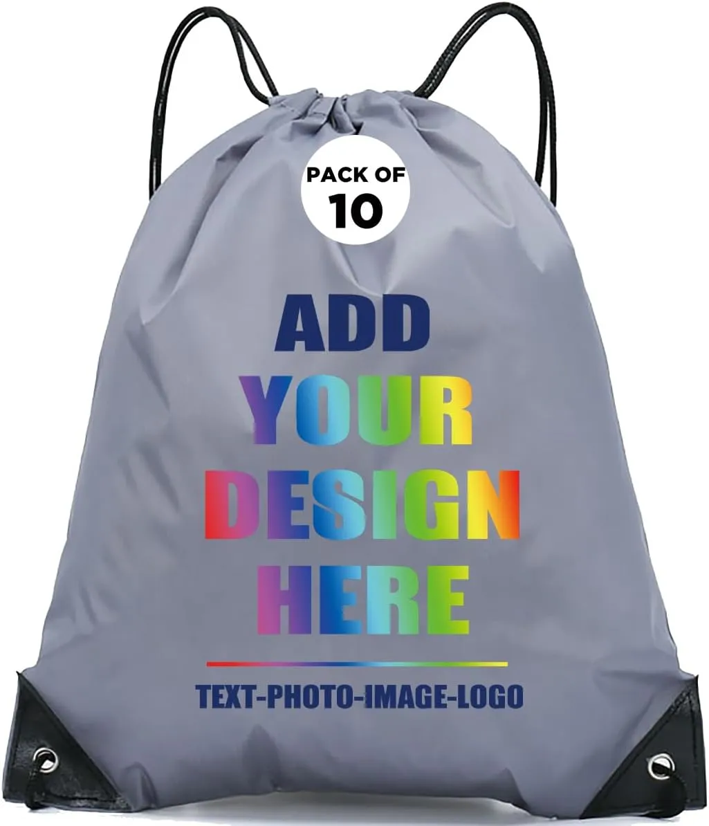 Custom Drawstring Backpacks With Logo Photo Name Personalized Football Bag Gifts Sport Cinch Gym Bag (10, Mixed color), ordinary