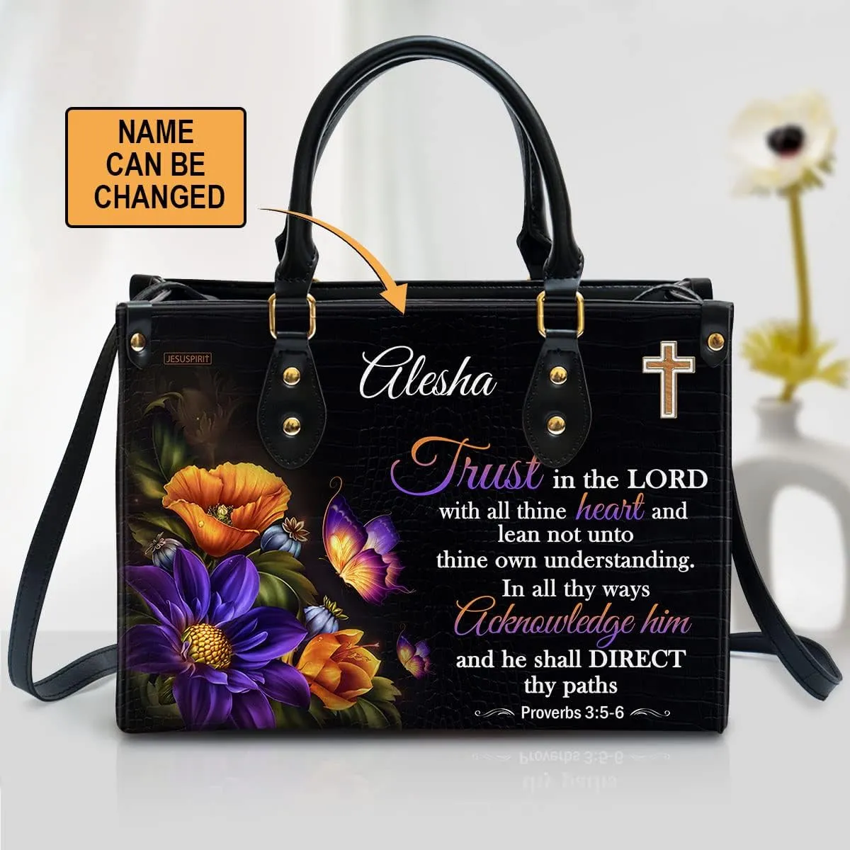 Custom Name Leather Handbags For Women - Christmas Gifts For Women - Christian Gifts