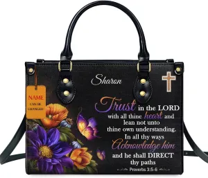 Custom Name Leather Handbags For Women - Christmas Gifts For Women - Christian Gifts