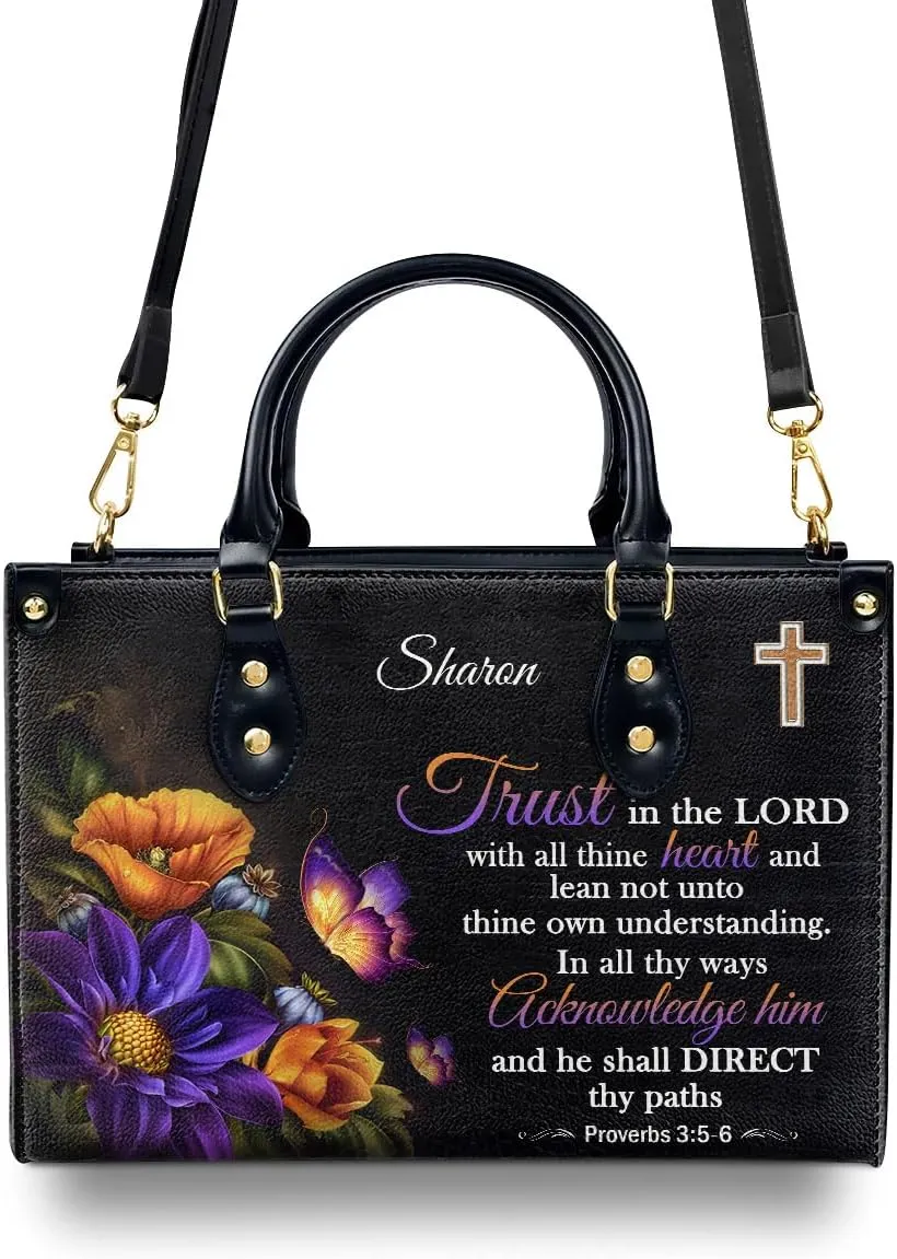 Custom Name Leather Handbags For Women - Christmas Gifts For Women - Christian Gifts