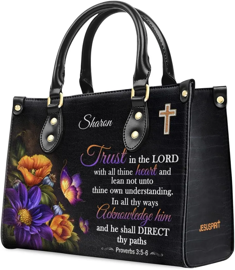 Custom Name Leather Handbags For Women - Christmas Gifts For Women - Christian Gifts