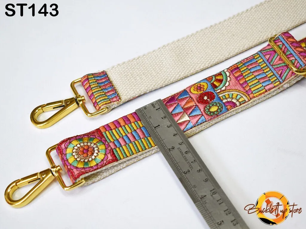 Custom Purse Strap Embroidery Messenger Crossbody Sling Bag Strap Handbag Embroidered Canvas Replacement Strap Boho Guitar Strap Gift Friend