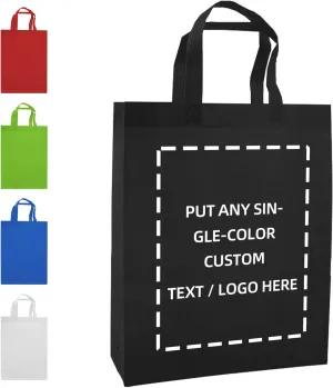 Custom Tote Bag, 10PCS Personalized Shopping Bag with Logo, Text, Photo, or QR Code, Reusable Grocery Bags