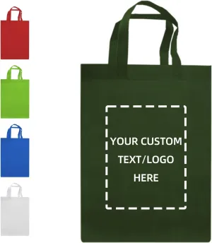 Custom Tote Bag, 10PCS Personalized Shopping Bag with Logo, Text, Photo, or QR Code, Reusable Grocery Bags
