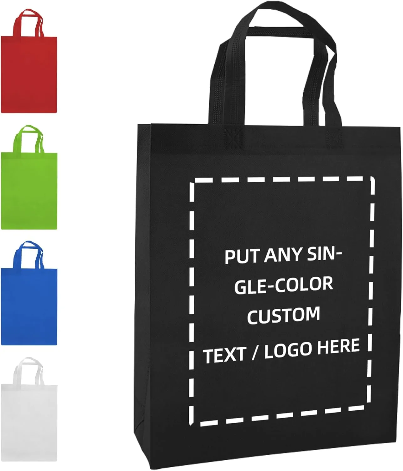 Custom Tote Bag, 10PCS Personalized Shopping Bag with Logo, Text, Photo, or QR Code, Reusable Grocery Bags