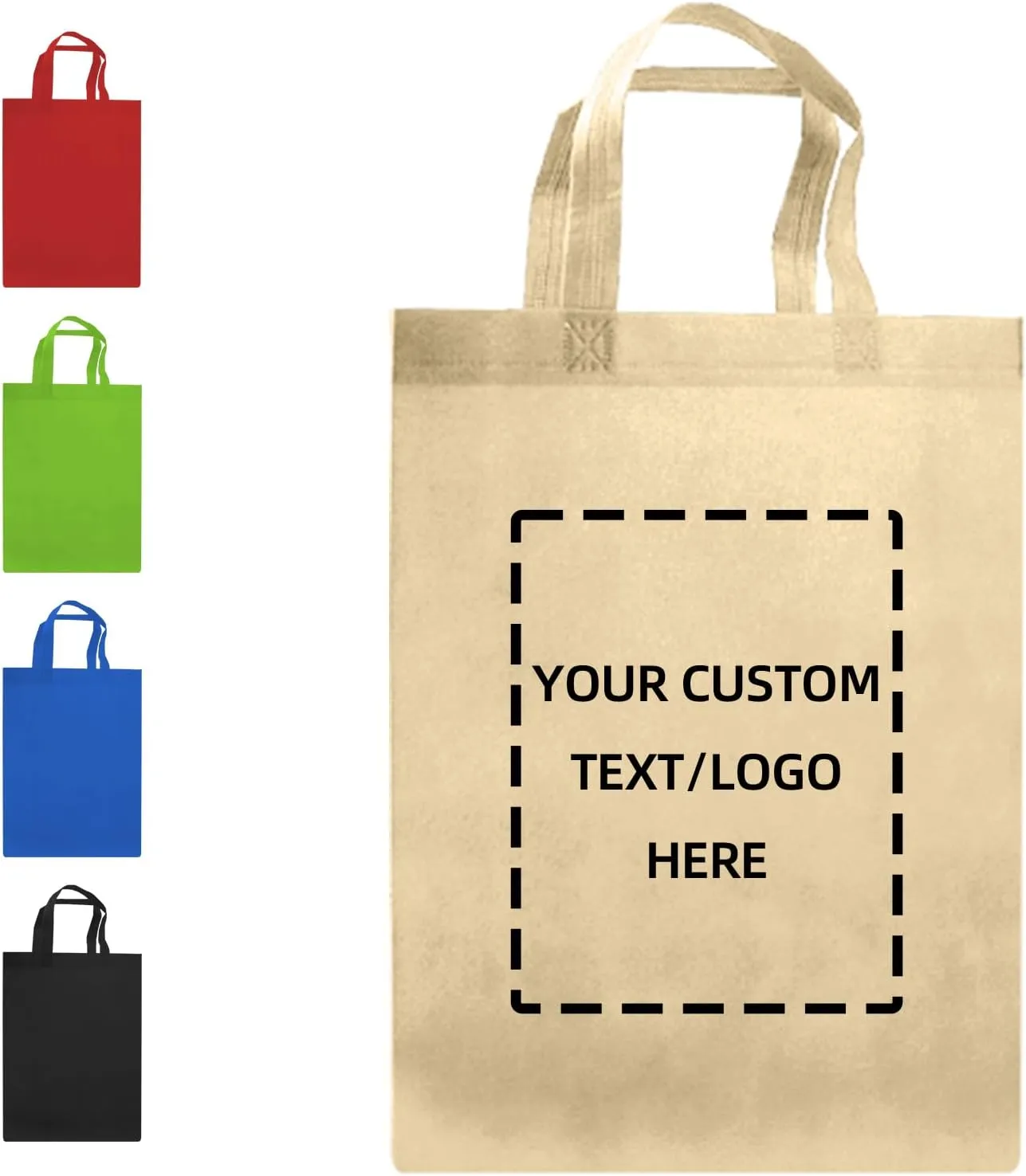 Custom Tote Bag, 10PCS Personalized Shopping Bag with Logo, Text, Photo, or QR Code, Reusable Grocery Bags