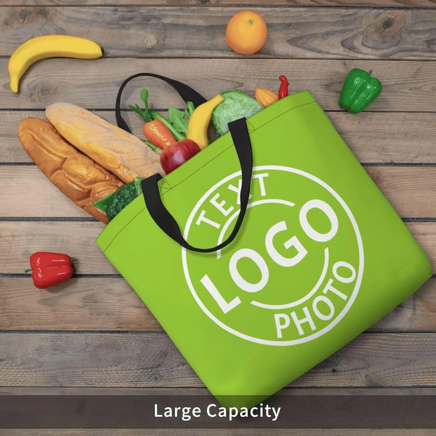 Custom Tote Bags Made in USA, Personalized Tote Bag for Women with Logo Text Photo Design Your Travel Shoulder Beach Bag