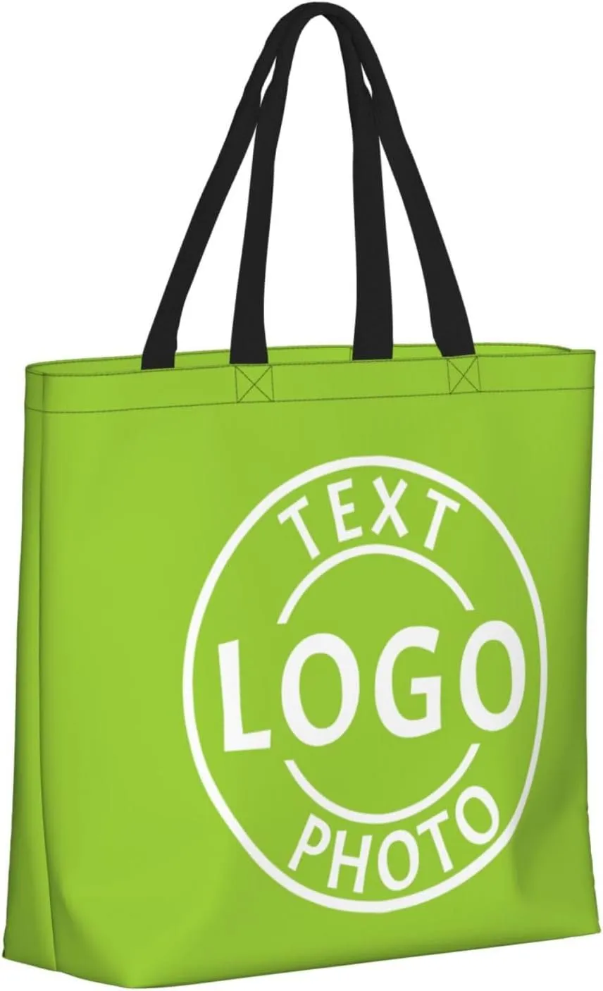 Custom Tote Bags Made in USA, Personalized Tote Bag for Women with Logo Text Photo Design Your Travel Shoulder Beach Bag