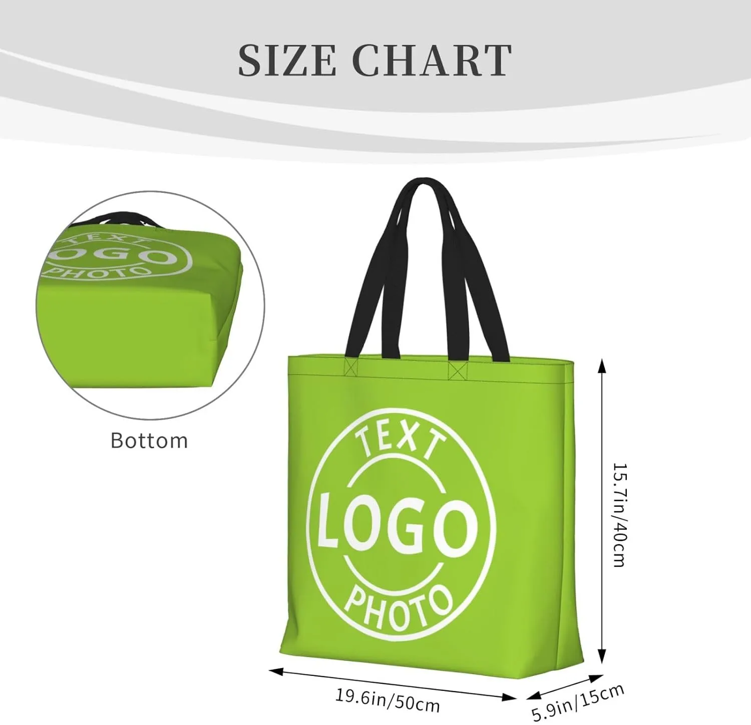 Custom Tote Bags Made in USA, Personalized Tote Bag for Women with Logo Text Photo Design Your Travel Shoulder Beach Bag