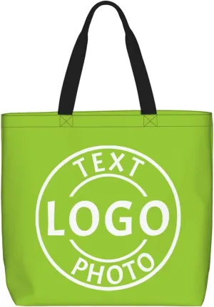 Custom Tote Bags Made in USA, Personalized Tote Bag for Women with Logo Text Photo Design Your Travel Shoulder Beach Bag