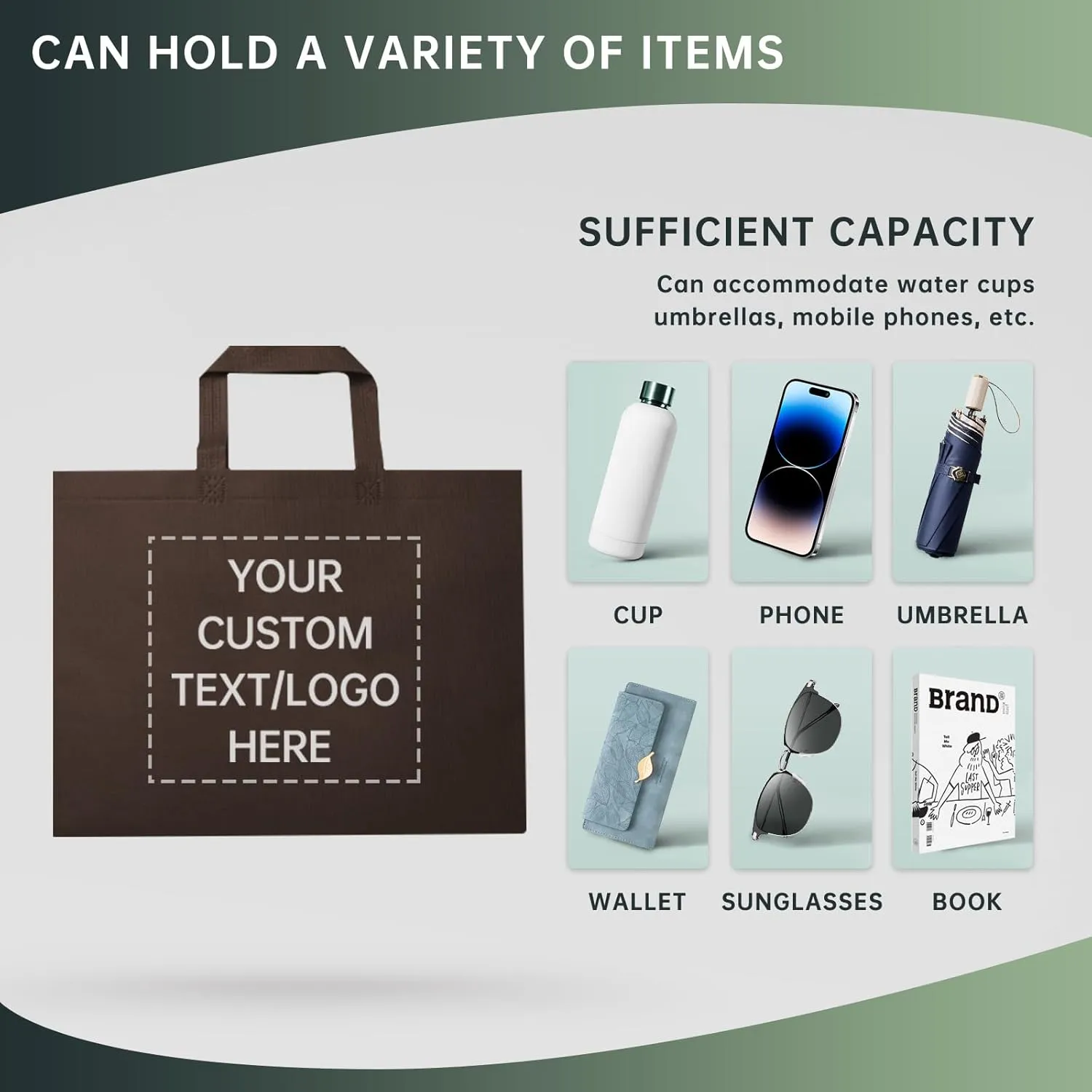 Custom Tote Bags Set of 50, Bulk Pack Grocery Shopping Travel Business Activities advertisement Reusable Bag