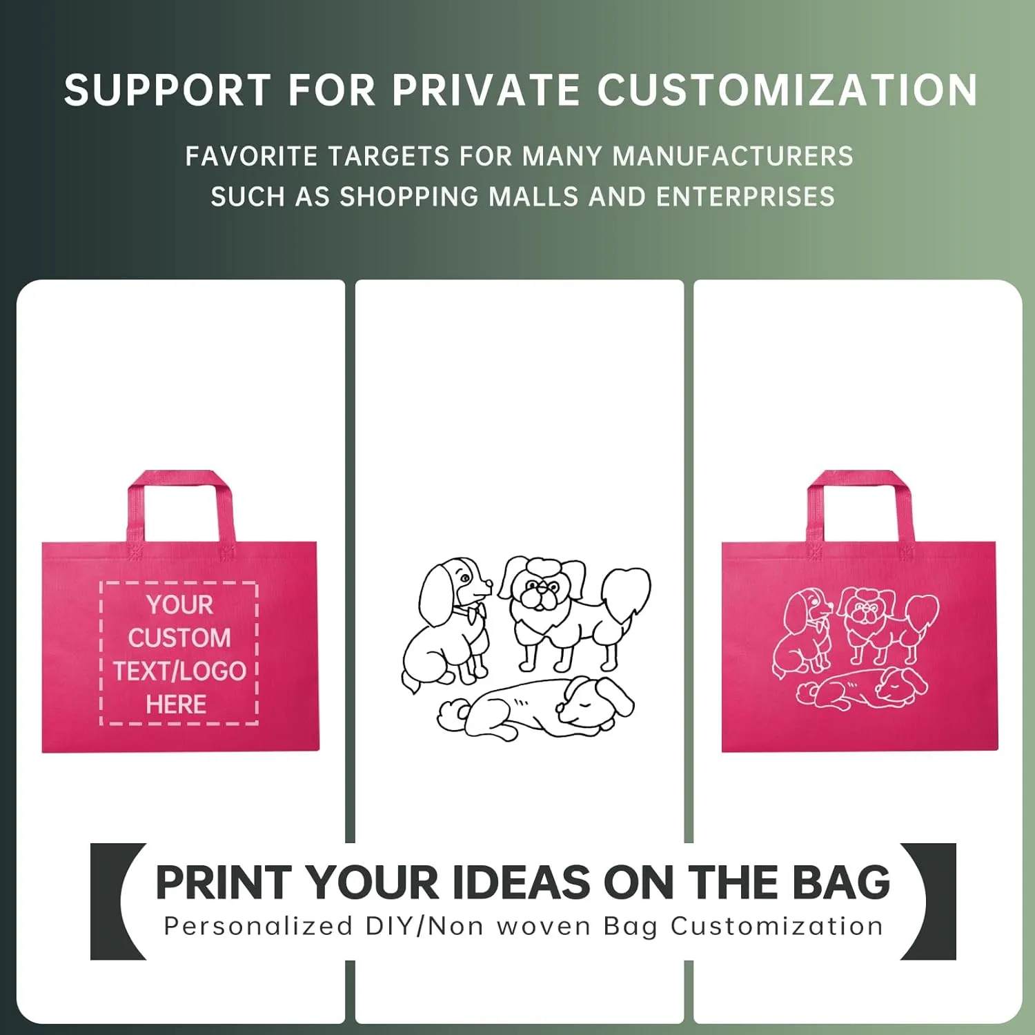 Custom Tote Bags Set of 50, Bulk Pack Grocery Shopping Travel Business Activities advertisement Reusable Bag