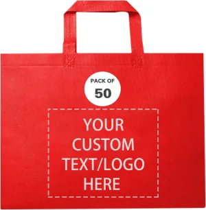 Custom Tote Bags Set of 50, Bulk Pack Grocery Shopping Travel Business Activities advertisement Reusable Bag