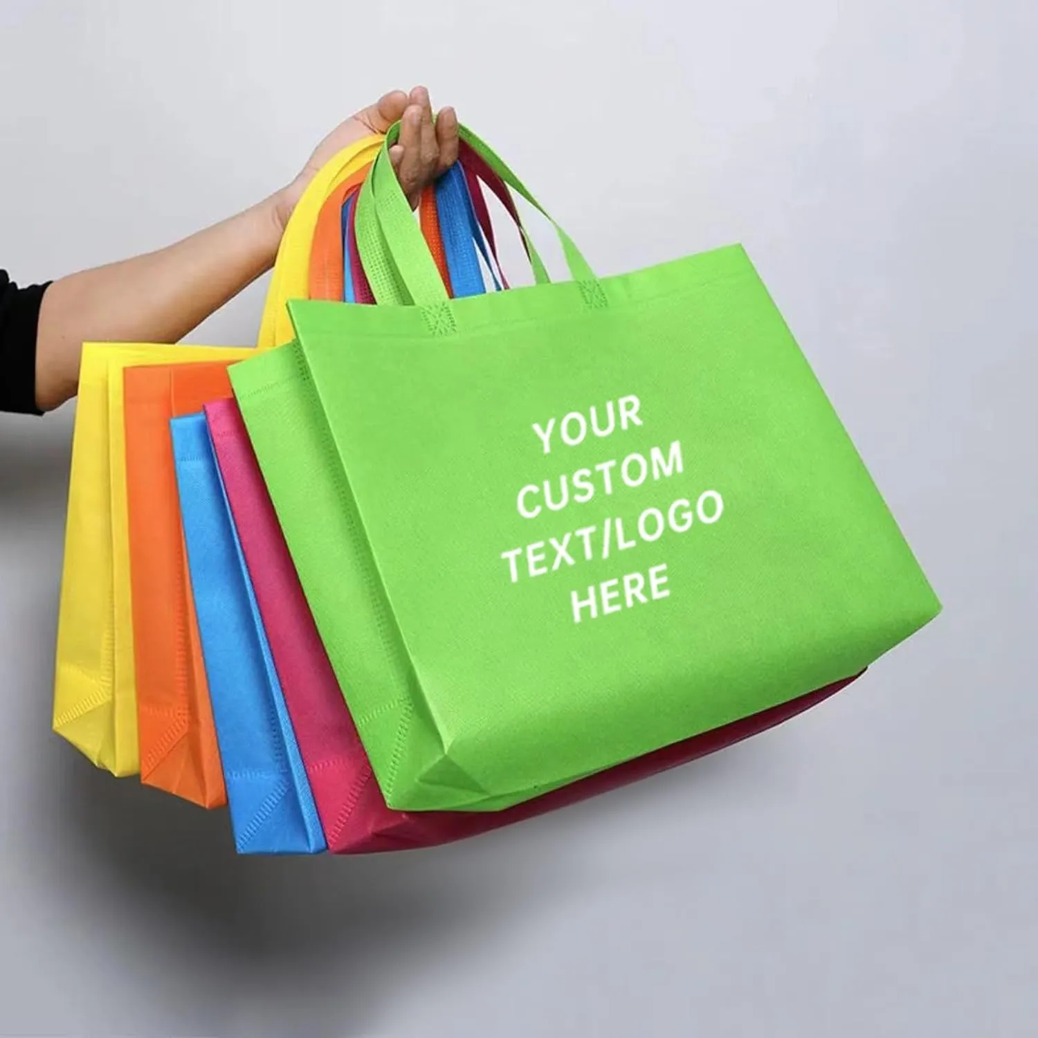 Custom Tote Bags Set of 50, Bulk Pack Grocery Shopping Travel Business Activities advertisement Reusable Bag