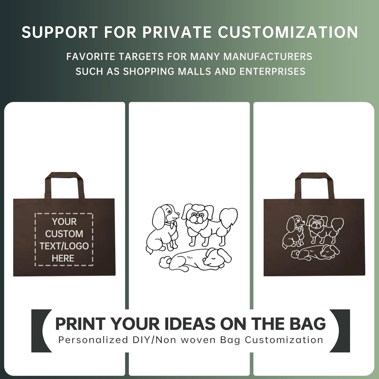 Custom Tote Bags Set of 50, Bulk Pack Grocery Shopping Travel Business Activities advertisement Reusable Bag