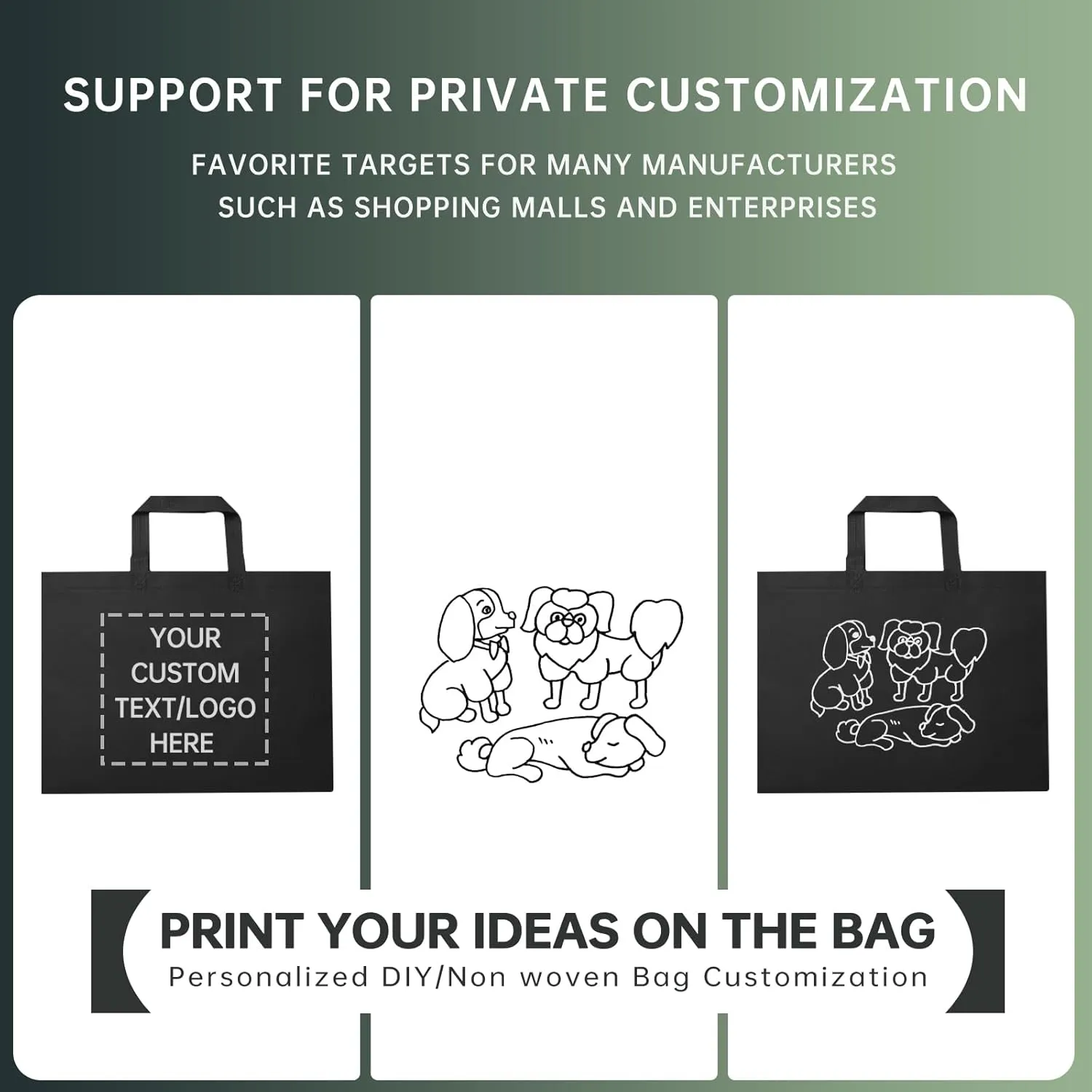 Custom Tote Bags Set of 50, Bulk Pack Grocery Shopping Travel Business Activities advertisement Reusable Bag
